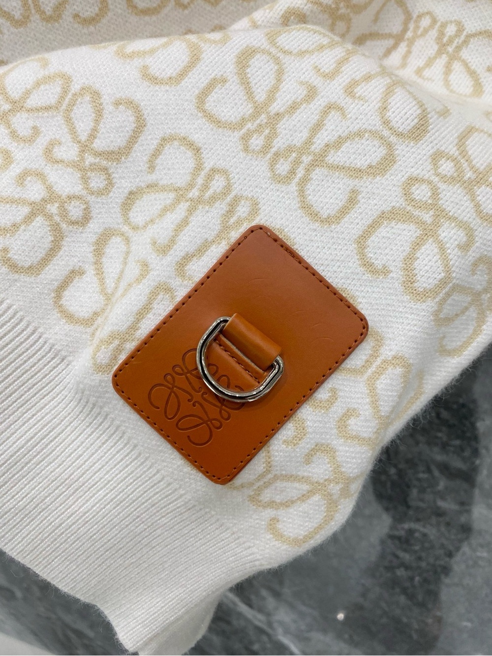 Loewe Cream and Beige Anagram-Jacquard Sweater - Picture 5 of 8